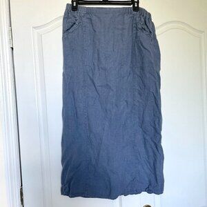 FLAX 100% linen dusty blue midi skirt